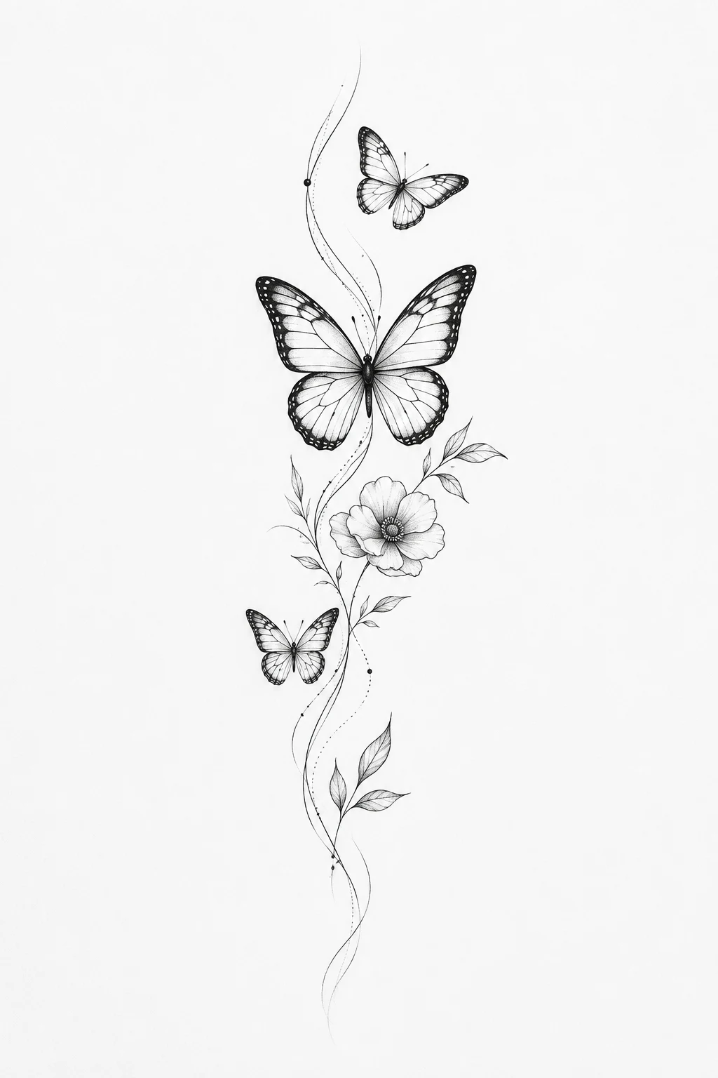 Fine-Line Butterfly Tattoo Leg — butterfly tattoo leg style outfit