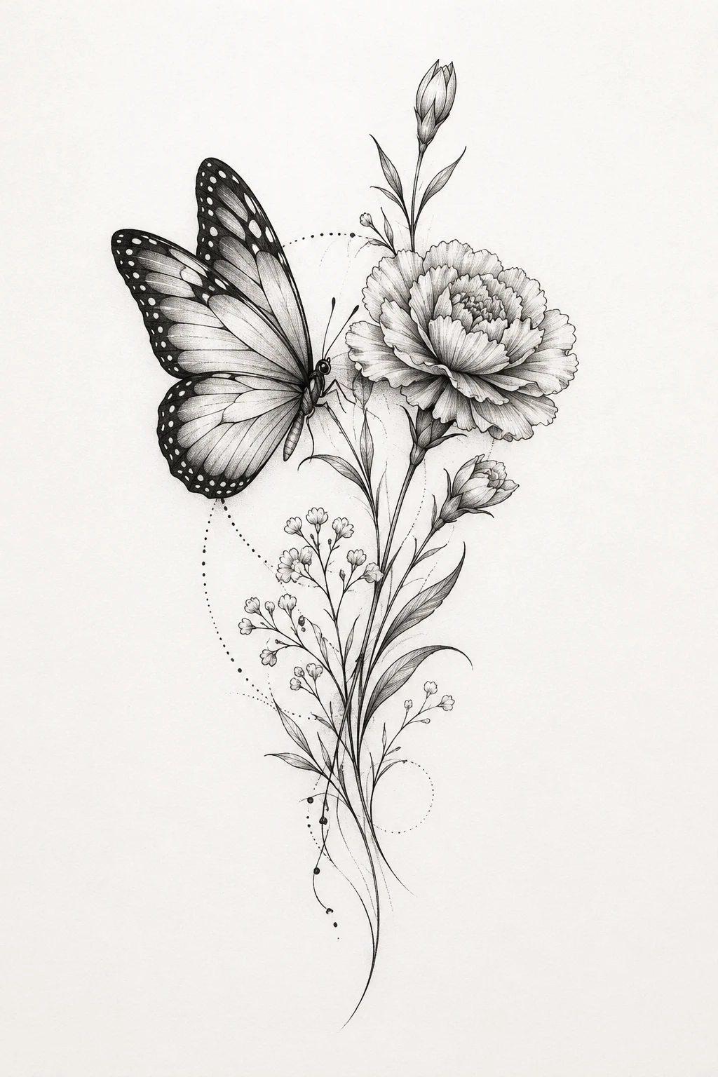 Butterfly With a Birth Flower — butterfly tattoo leg style outfit