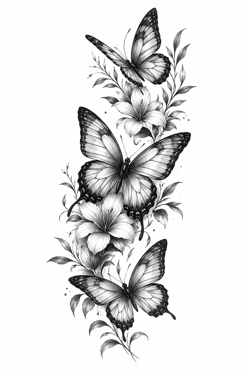 Black-and-Grey Realistic Butterfly — butterfly tattoo leg style outfit