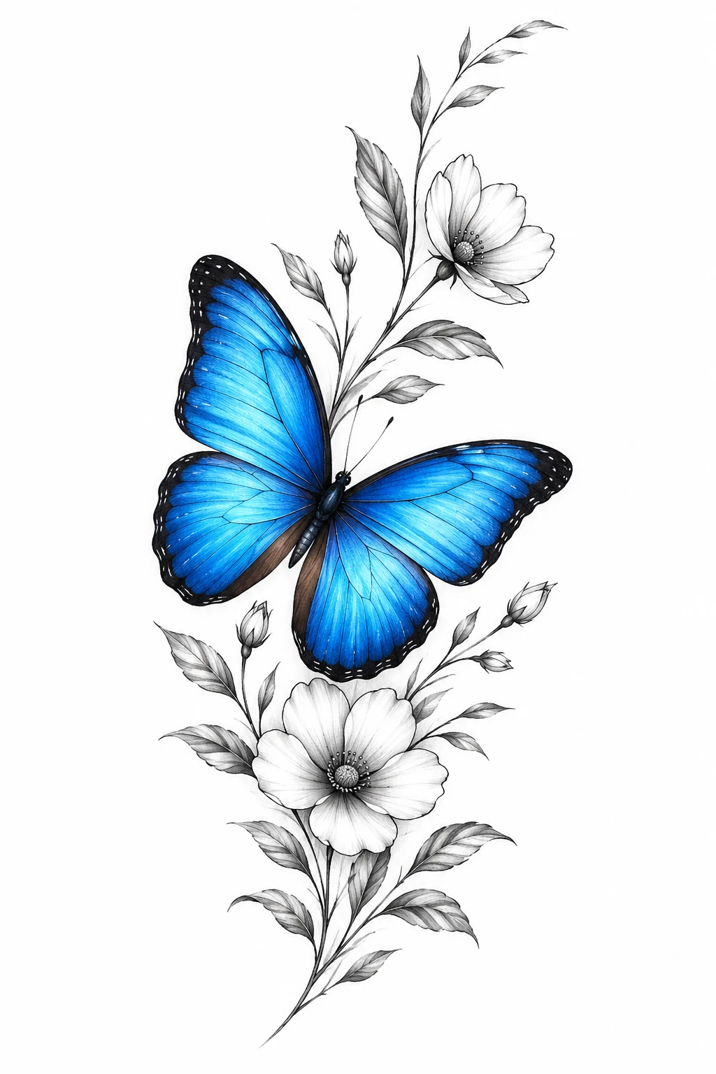 Blue Morpho Butterfly — butterfly tattoo leg style outfit