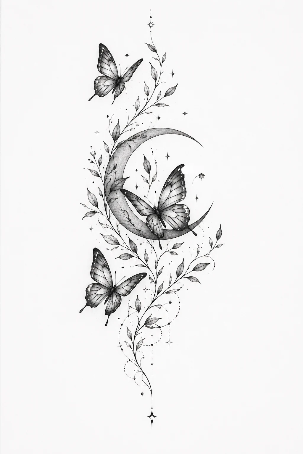 Butterfly and Crescent Moon — butterfly tattoo leg style outfit