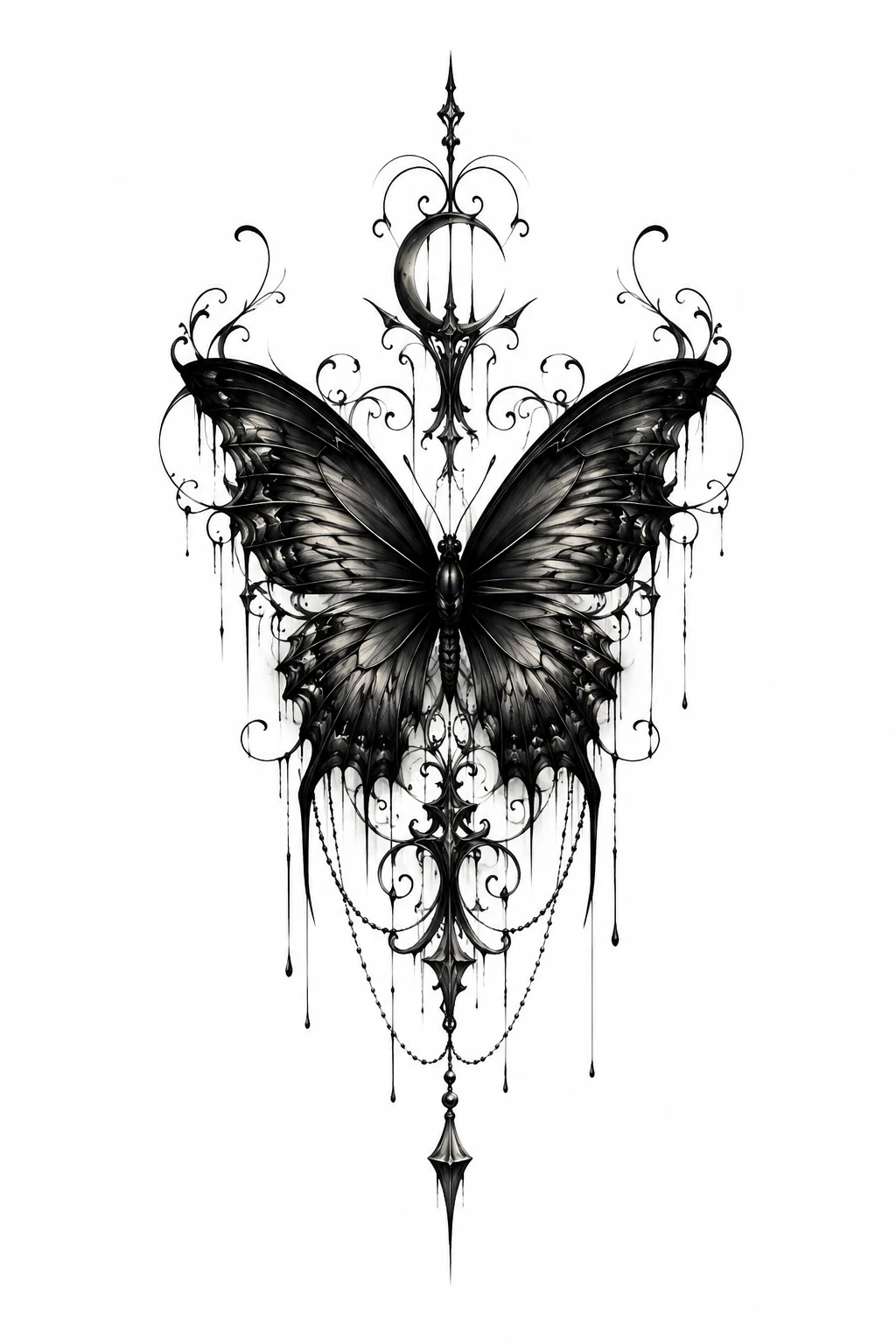 Gothic Black Butterfly — butterfly tattoo leg style outfit