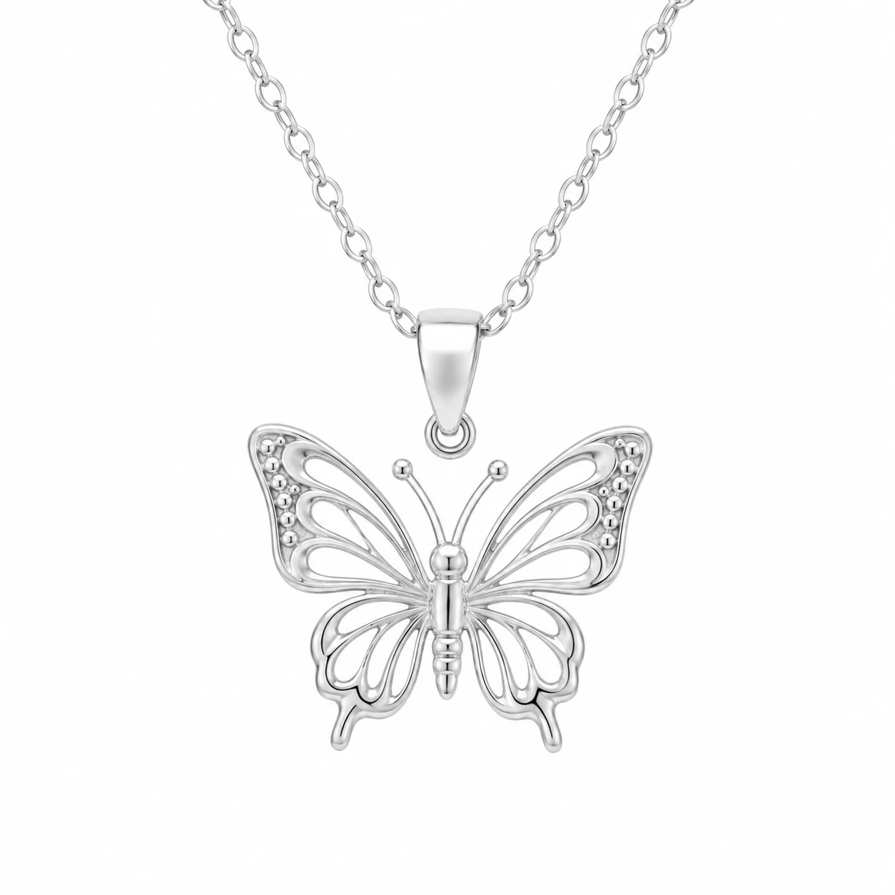 S925 Sterling Silver Butterfly Pendant Necklace