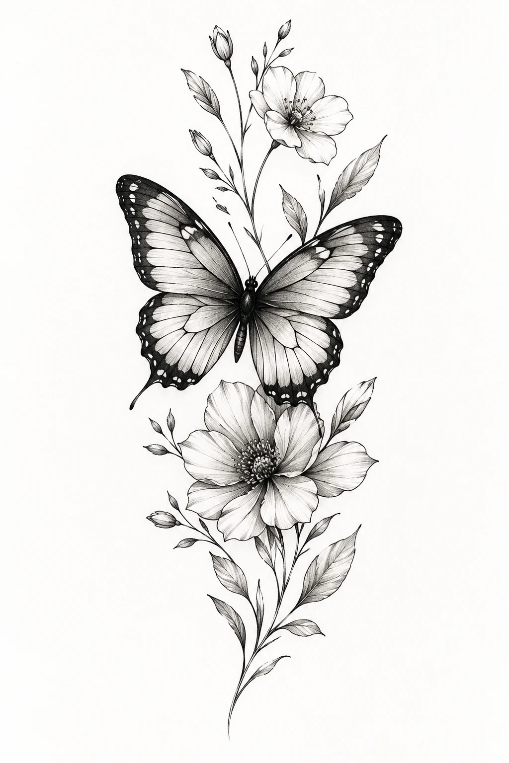 Butterfly With Birth Flower — butterfly tattoo neck style outfit