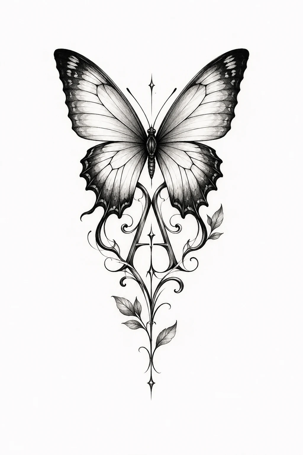Butterfly With Hidden Initial — butterfly tattoo neck style outfit