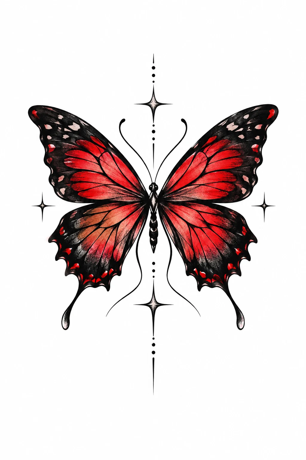 Red-and-Black Butterfly — butterfly tattoo neck style outfit