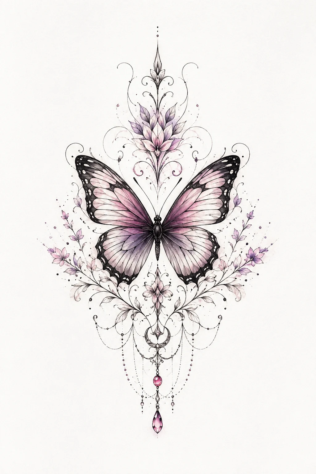 Butterfly Neck Tattoo Girl With Soft Color — butterfly tattoo neck style outfit