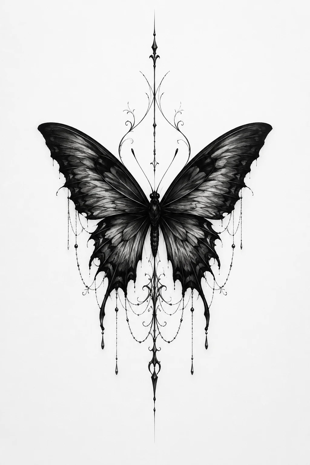 Gothic Butterfly With Black Wings — butterfly tattoo neck style outfit