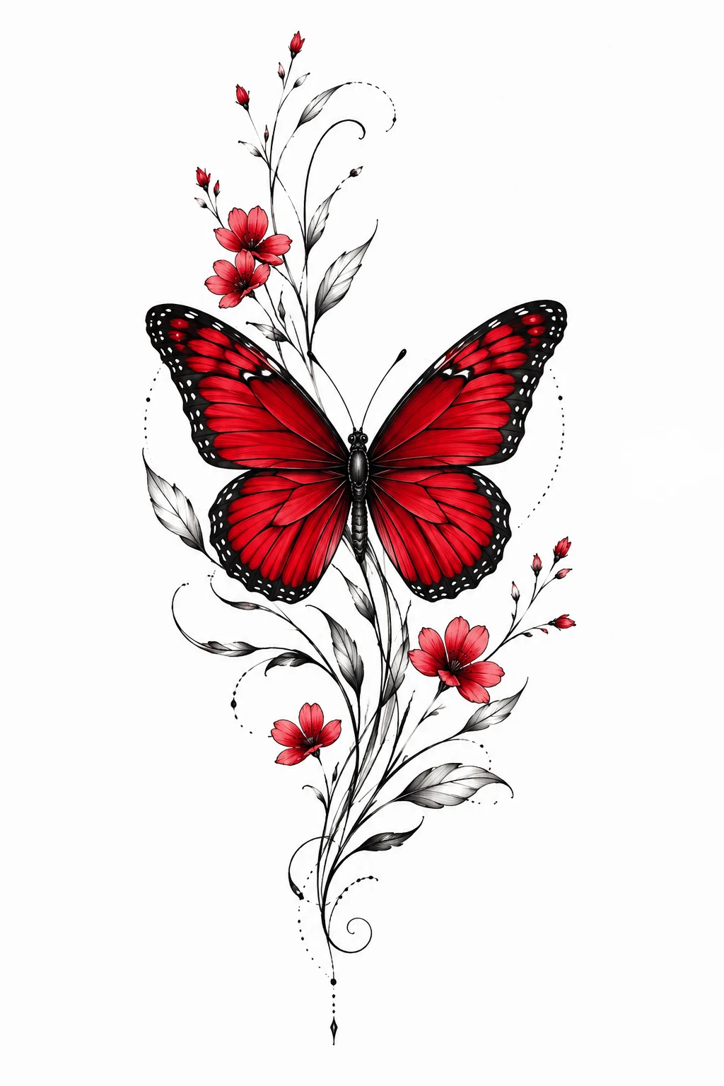 Red Butterfly Tattoo Arm — butterfly tattoo on arm style outfit