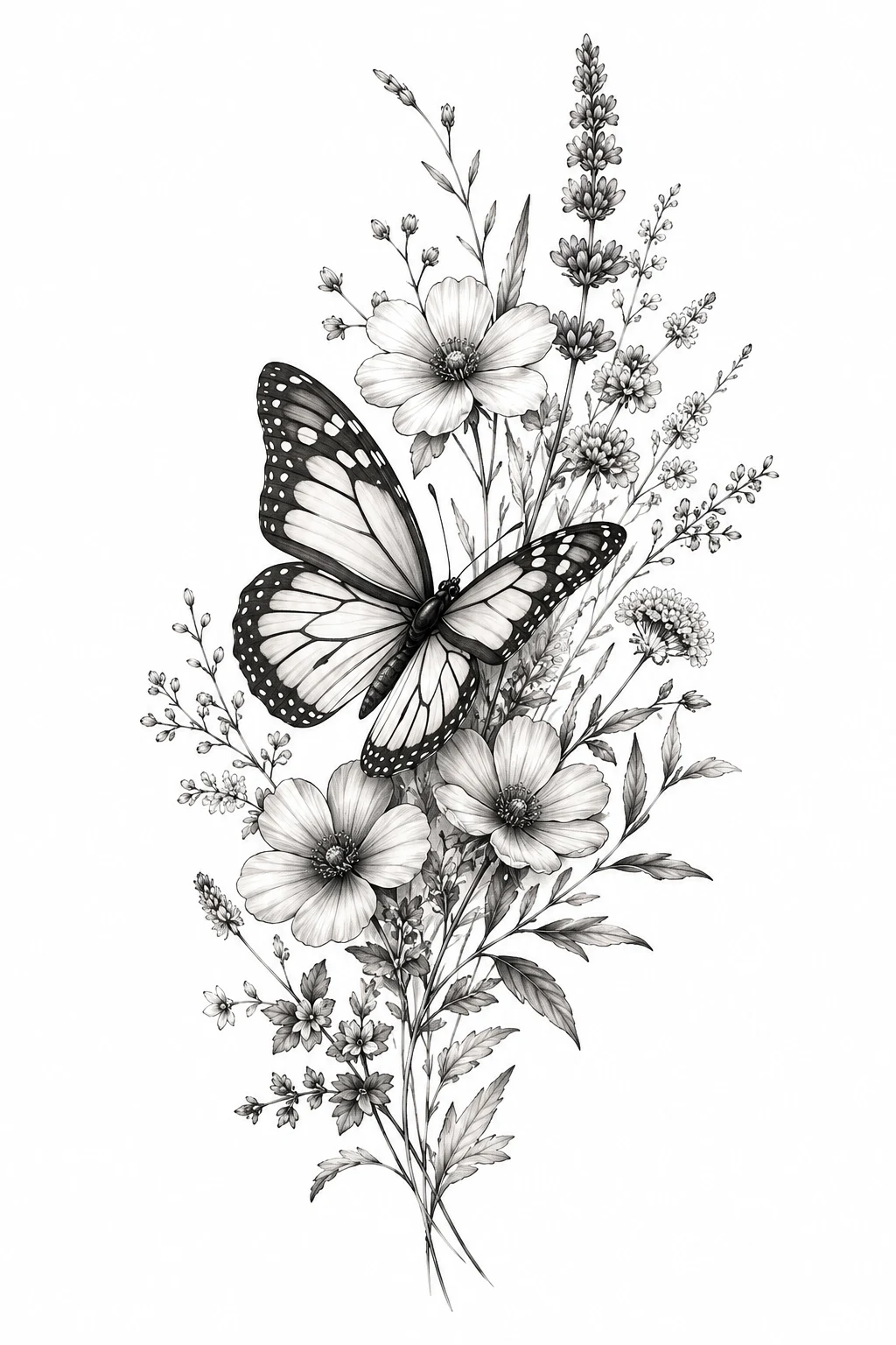 Butterfly With Wildflowers — butterfly tattoo on arm style outfit