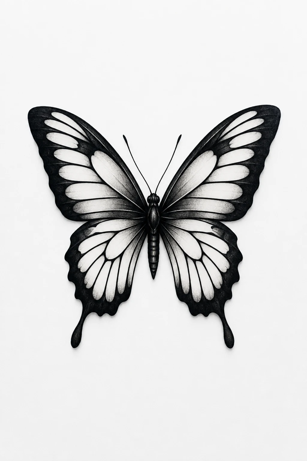 Black Butterfly With Negative Space — butterfly tattoo on arm style outfit