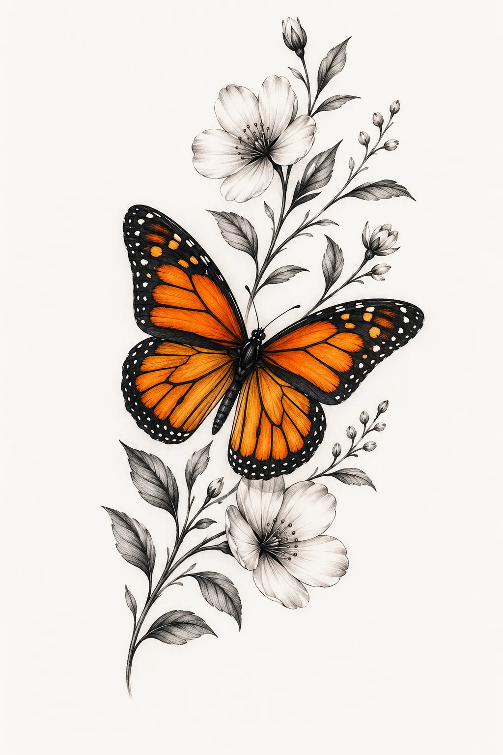 Orange Monarch — Classic Butterfly Colors — butterfly tattoo on hand style outfit