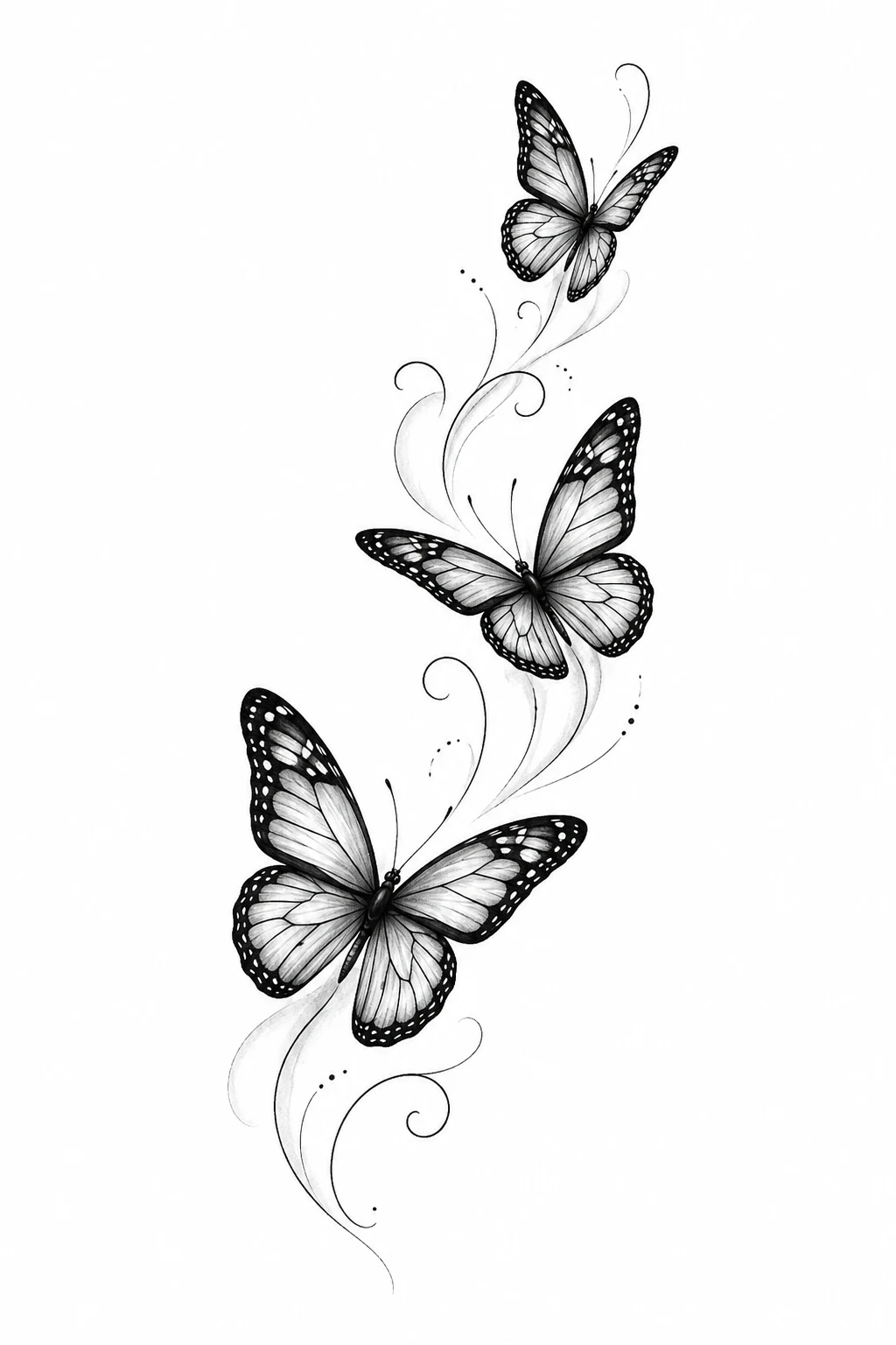 Three Butterflies in Flight — A Movement Effect — butterfly tattoo on hand style outfit