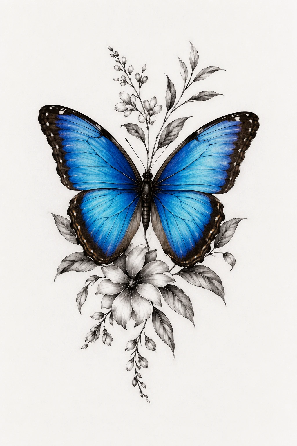 Blue Morpho Butterfly — Cool and Striking — butterfly tattoo on hand style outfit