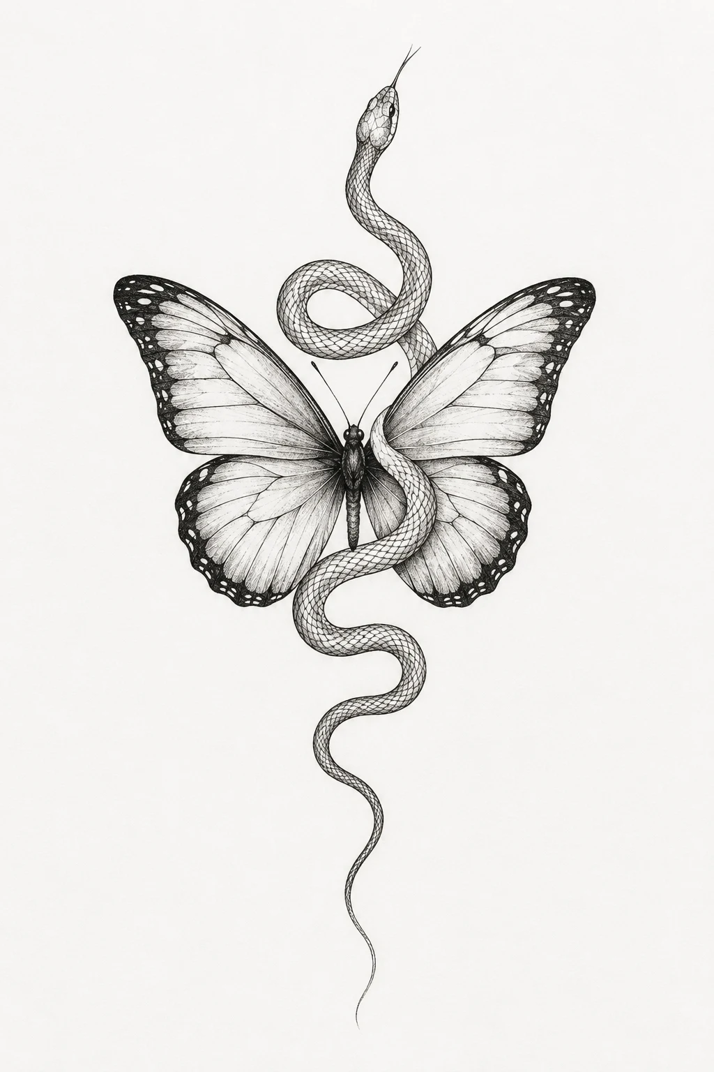 Butterfly With a Fine-Line Snake — butterfly tattoo on shoulder style outfit