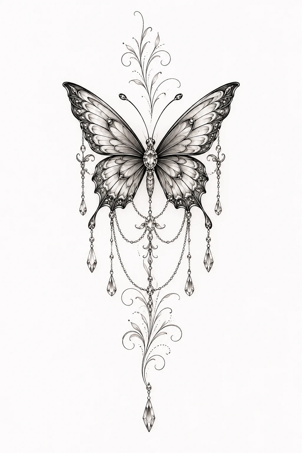 Butterfly With Ornamental Jewelry Details — butterfly tattoo on shoulder style outfit