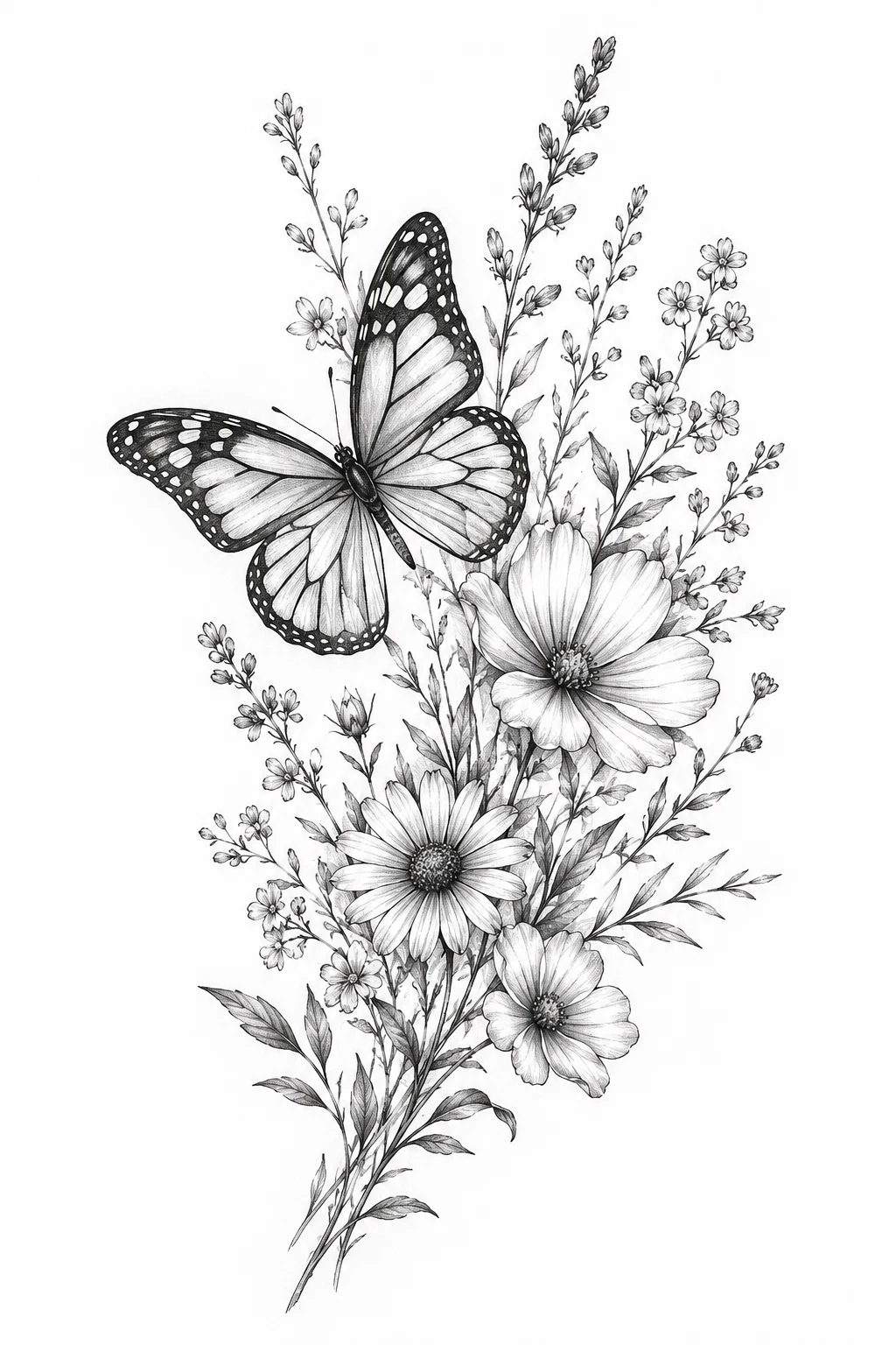 Butterfly and Wildflowers — butterfly tattoo on shoulder style outfit
