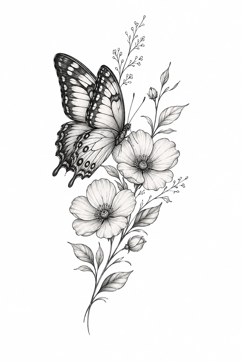 Butterfly With a Birth Flower — butterfly tattoo on shoulder style outfit