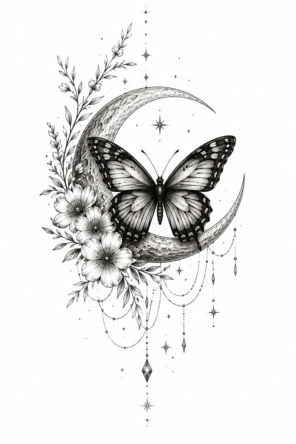 Butterfly With a Crescent Moon — butterfly tattoo on shoulder style outfit