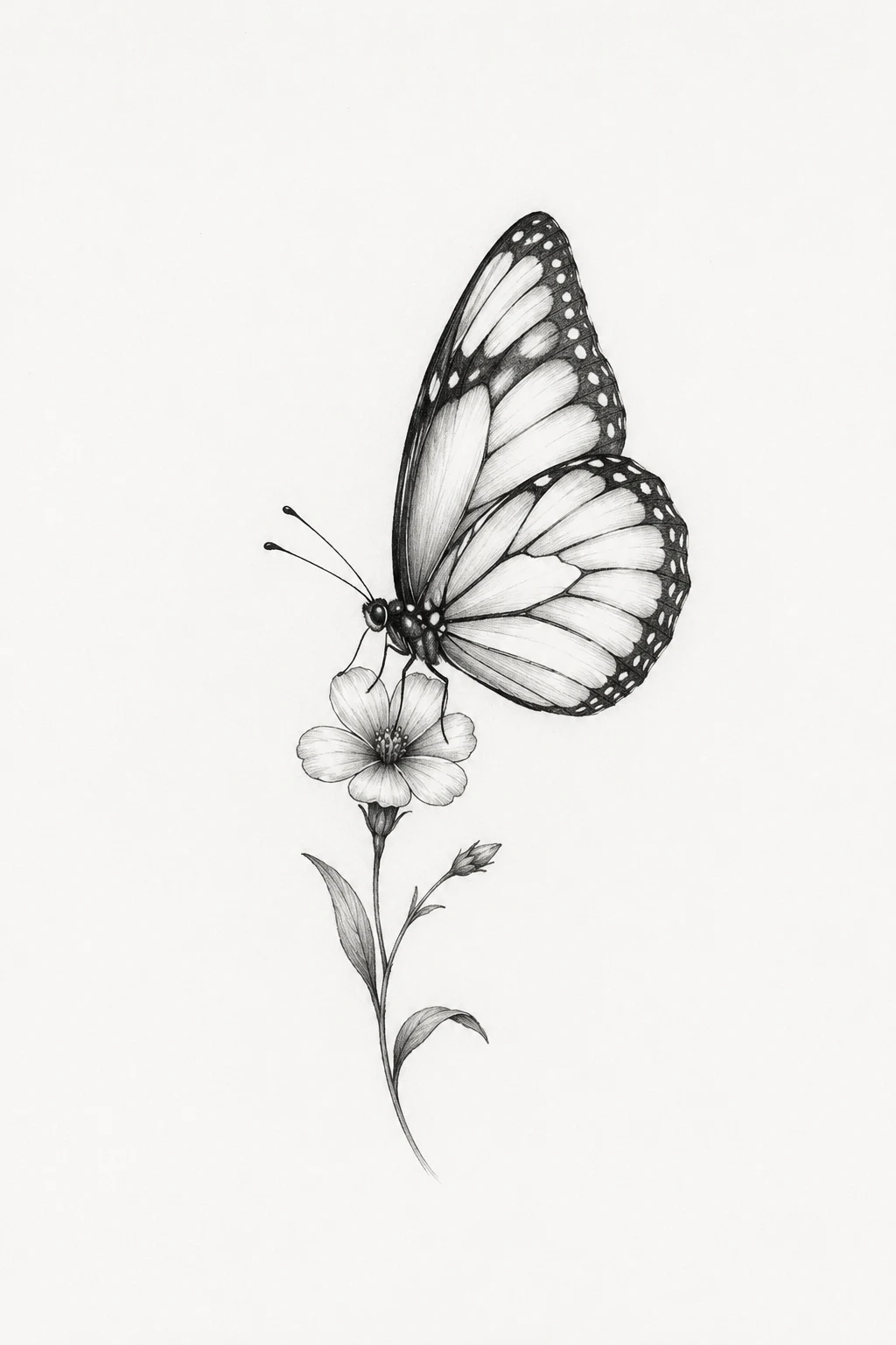 Butterfly With a Tiny Flower — butterfly tattoo simple style outfit