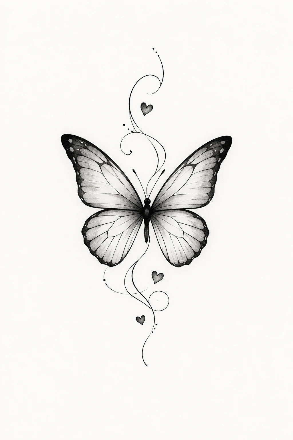 Butterfly Tattoo Simple for Girls With Tiny Hearts — butterfly tattoo simple style outfit