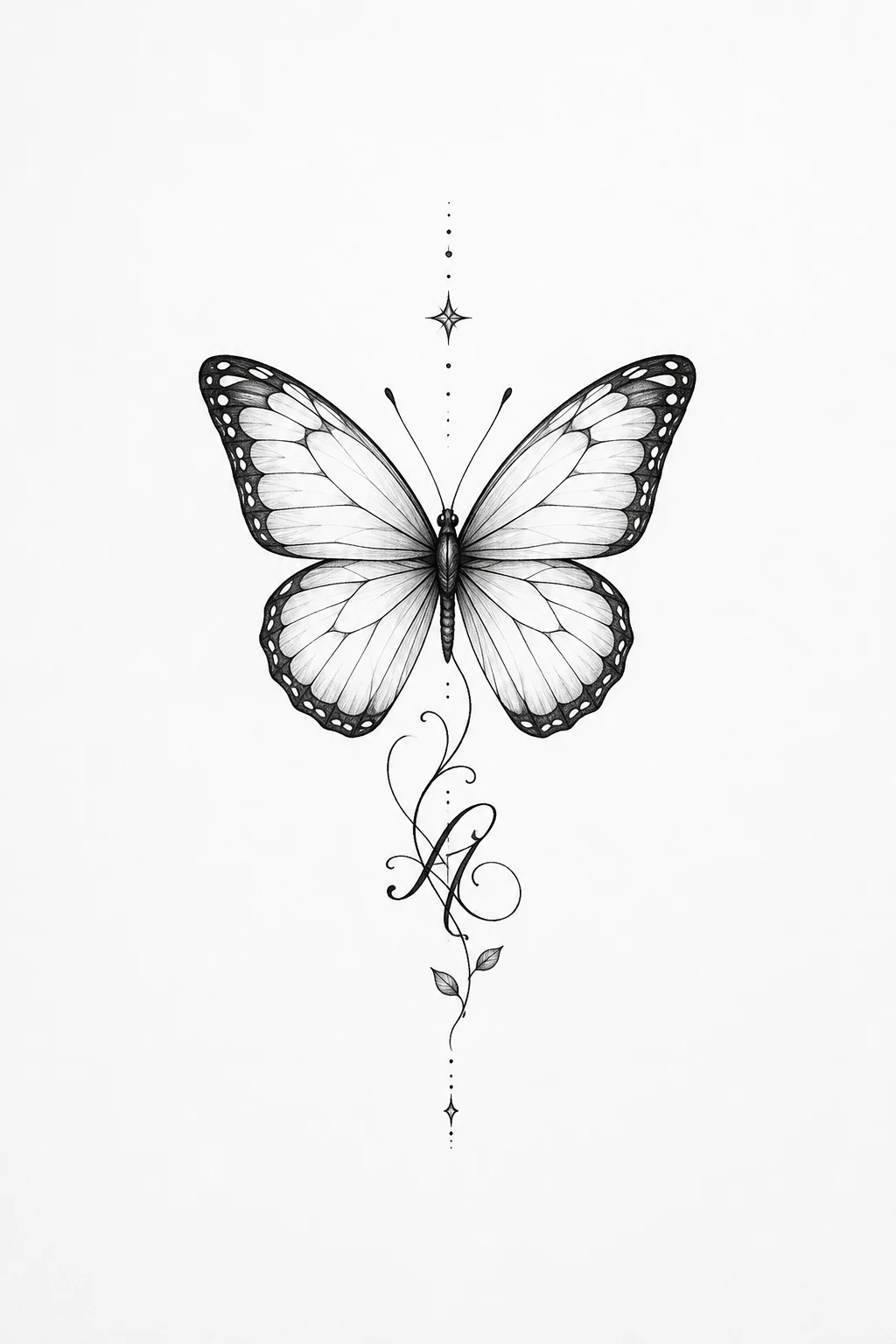 Meaningful Butterfly With Initials — butterfly tattoo simple style outfit