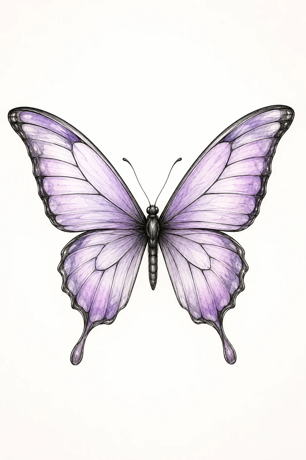 Butterfly Tattoo Simple Female With Lavender Wings — butterfly tattoo simple style outfit