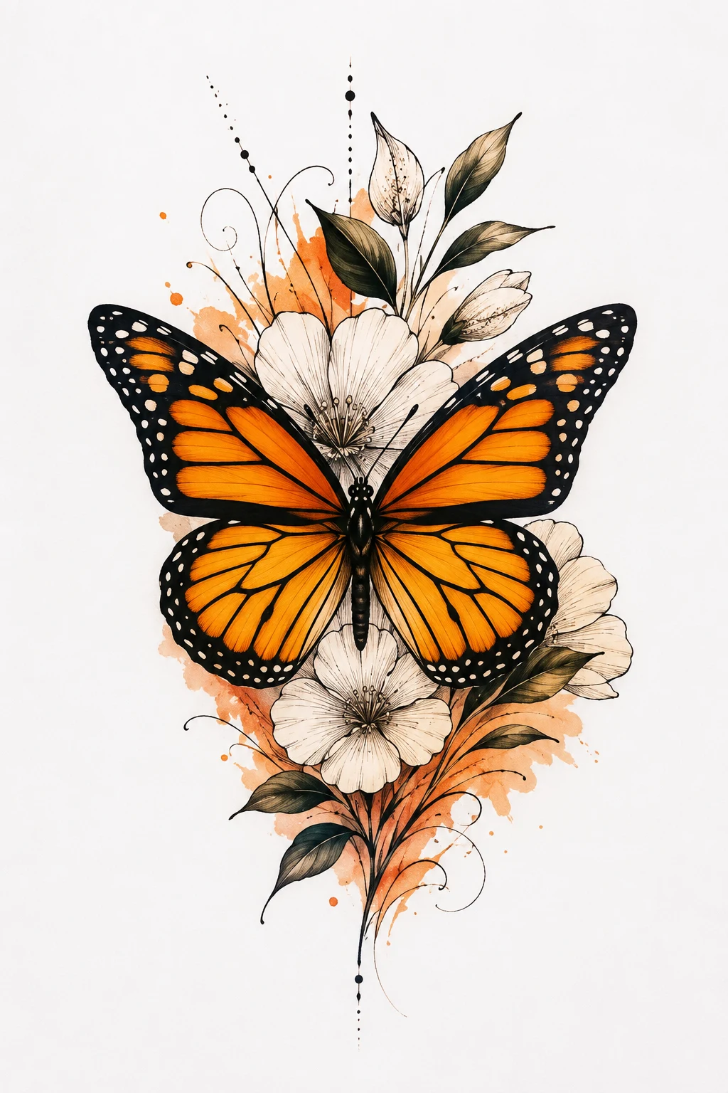Monarch Butterfly Tattoo Stencil with Bold Color — butterfly tattoo stencil style outfit
