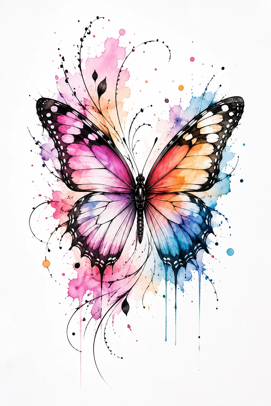 Watercolor Butterfly Tattoo Stencil Full of Artistic Energy — butterfly tattoo stencil style outfit