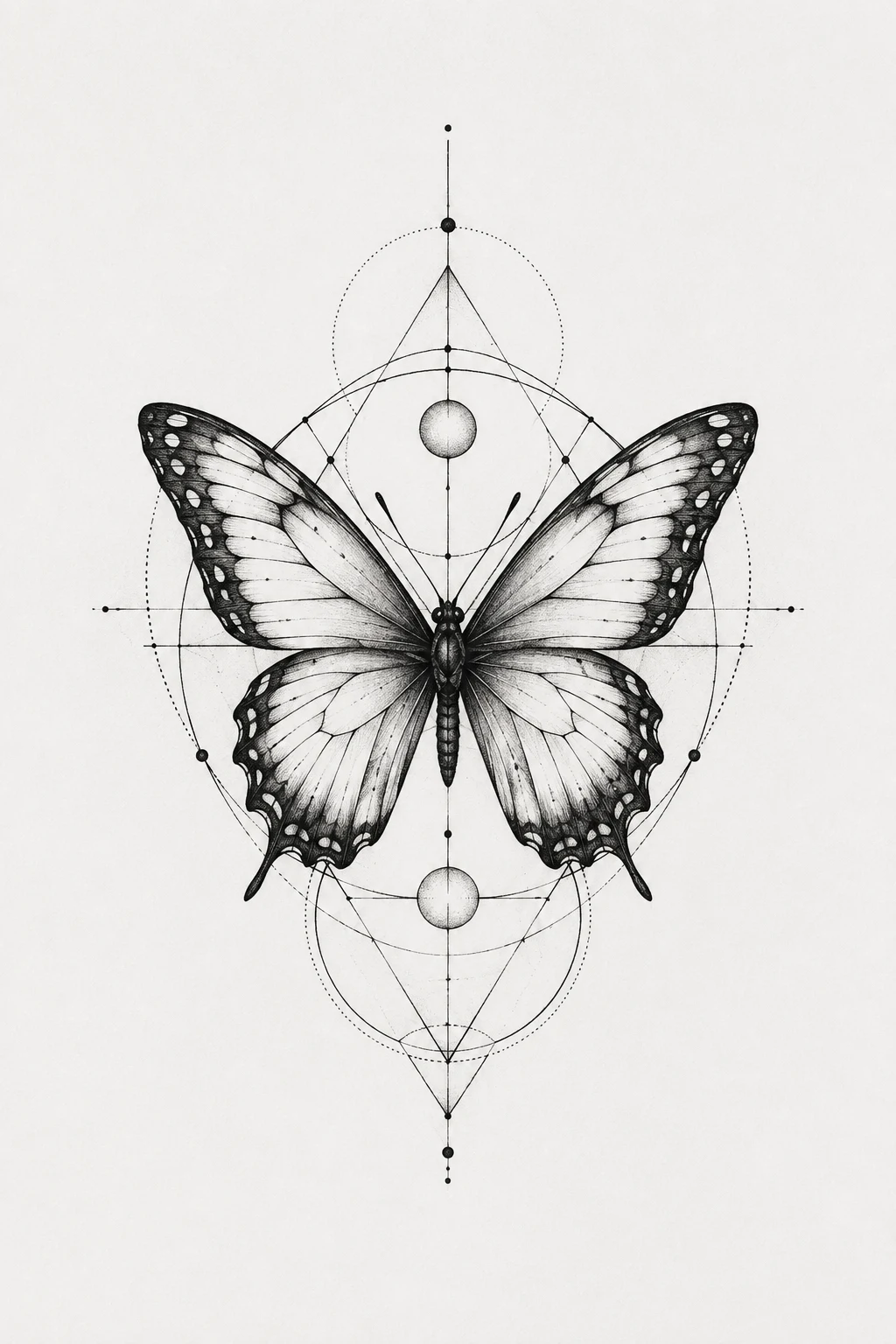 Geometric Butterfly Tattoo Stencil with Modern Structure — butterfly tattoo stencil style outfit