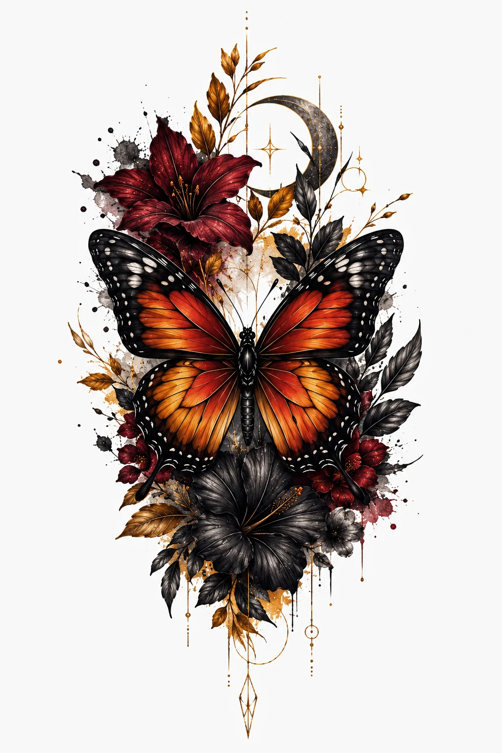 Butterfly Thigh Tattoo Black Girl with Rich Color Contrast — butterfly thigh tattoo style outfit