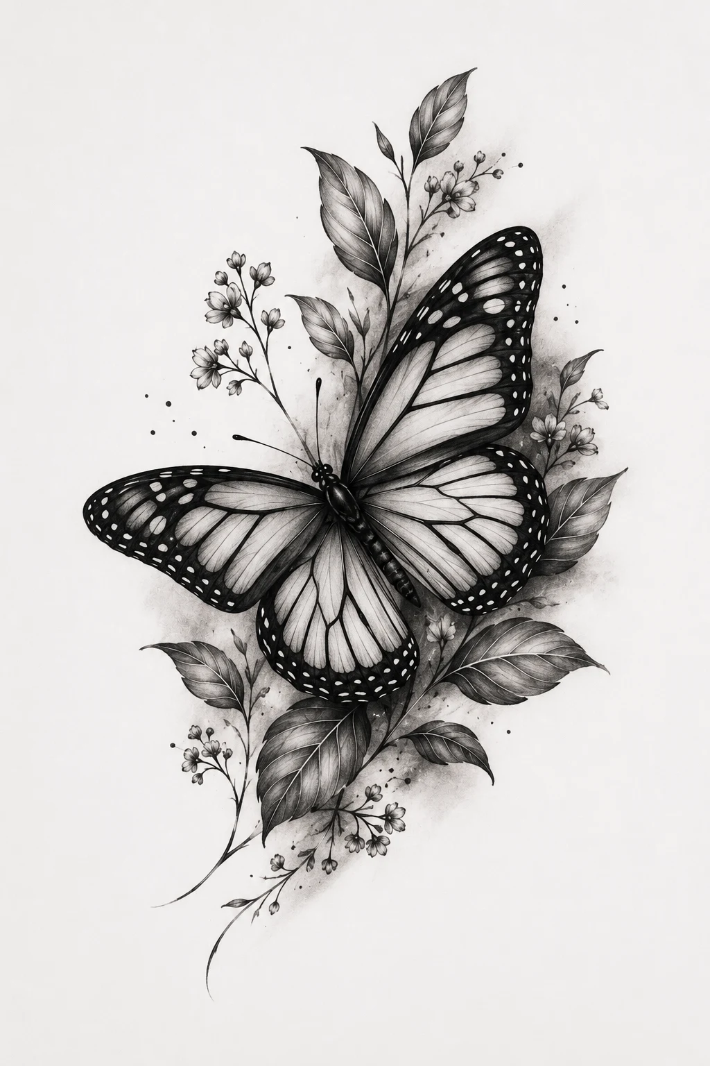 Black and Grey Monarch — butterfly thigh tattoo style outfit