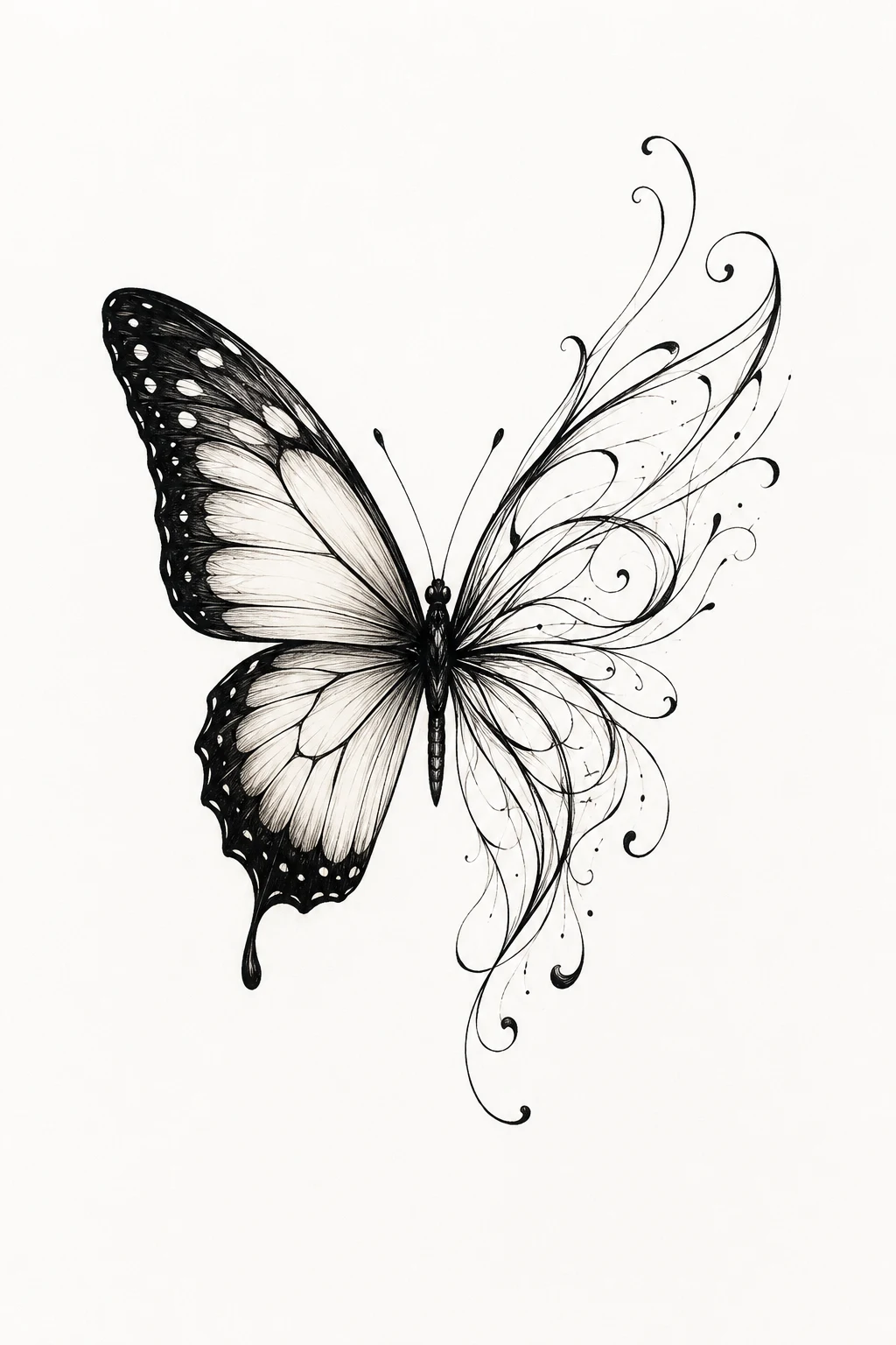Half-Butterfly, Half-Abstract Wing — butterfly wing tattoo style outfit