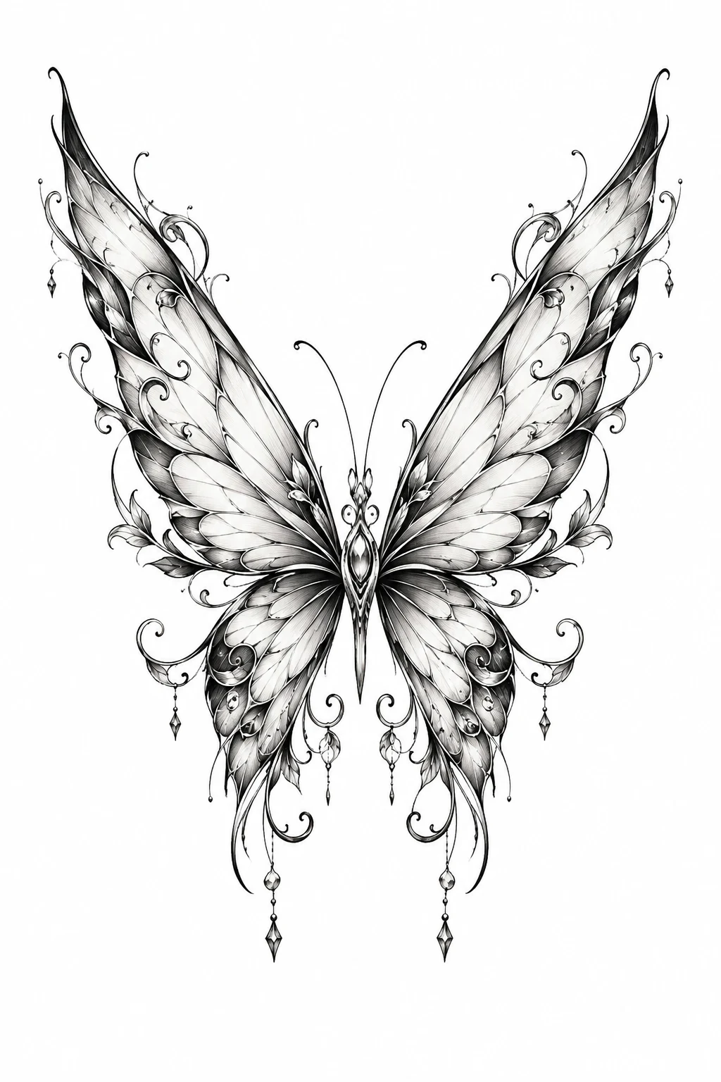 Ornamental Butterfly Wing Tattoo — butterfly wing tattoo style outfit