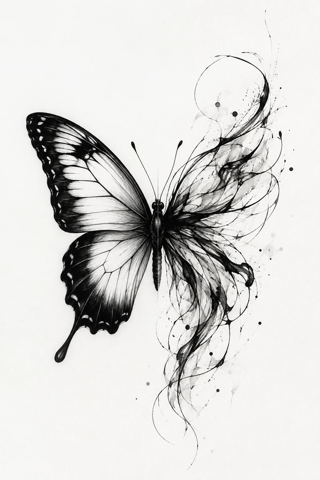 Half-Butterfly, Half-Abstract Design — butterfly wings tattoo style outfit