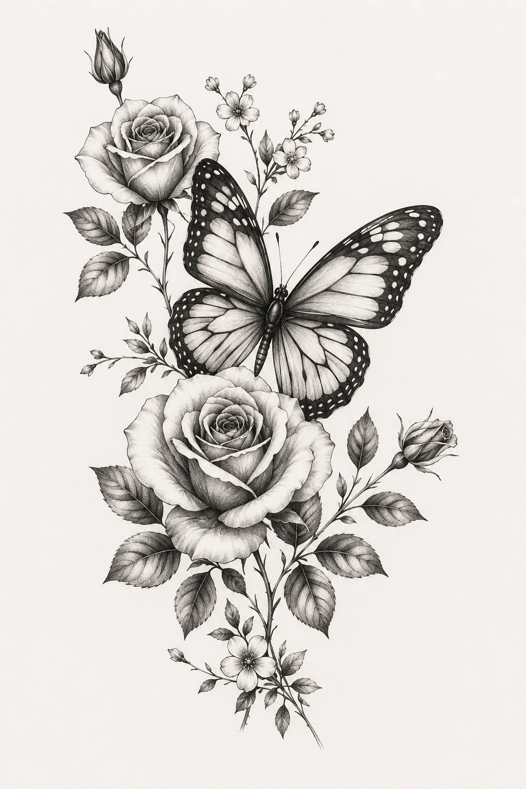 Romantic Butterfly With Roses — butterfly with flowers tattoo for women style outfit