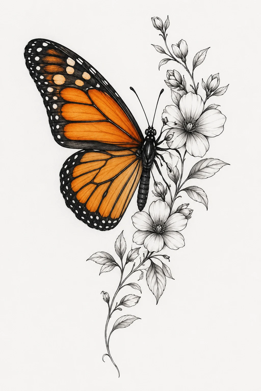 Monarch Butterfly With Orange Wings — butterfly wrist tattoos style outfit