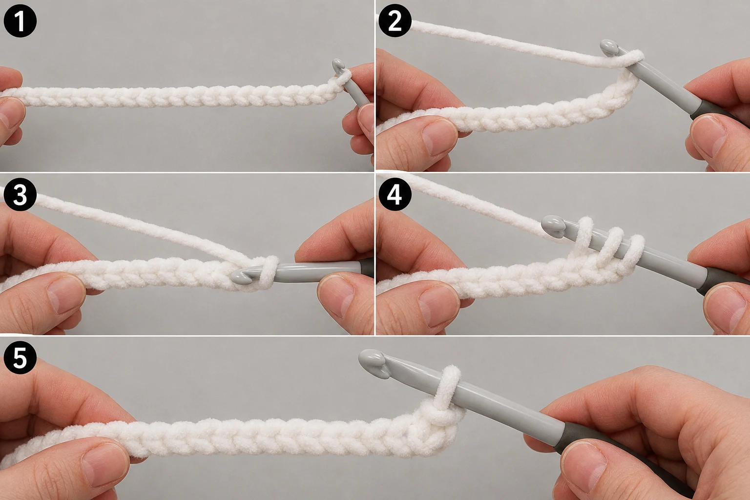 Steps 1–5 — chunky baby blanket crochet pattern