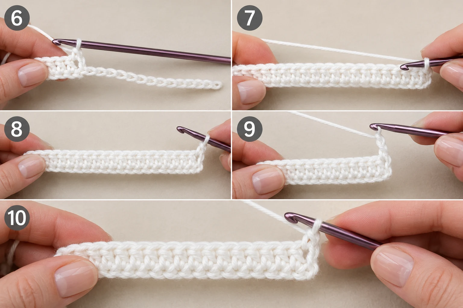 Steps 6–10 — chunky baby blanket crochet pattern