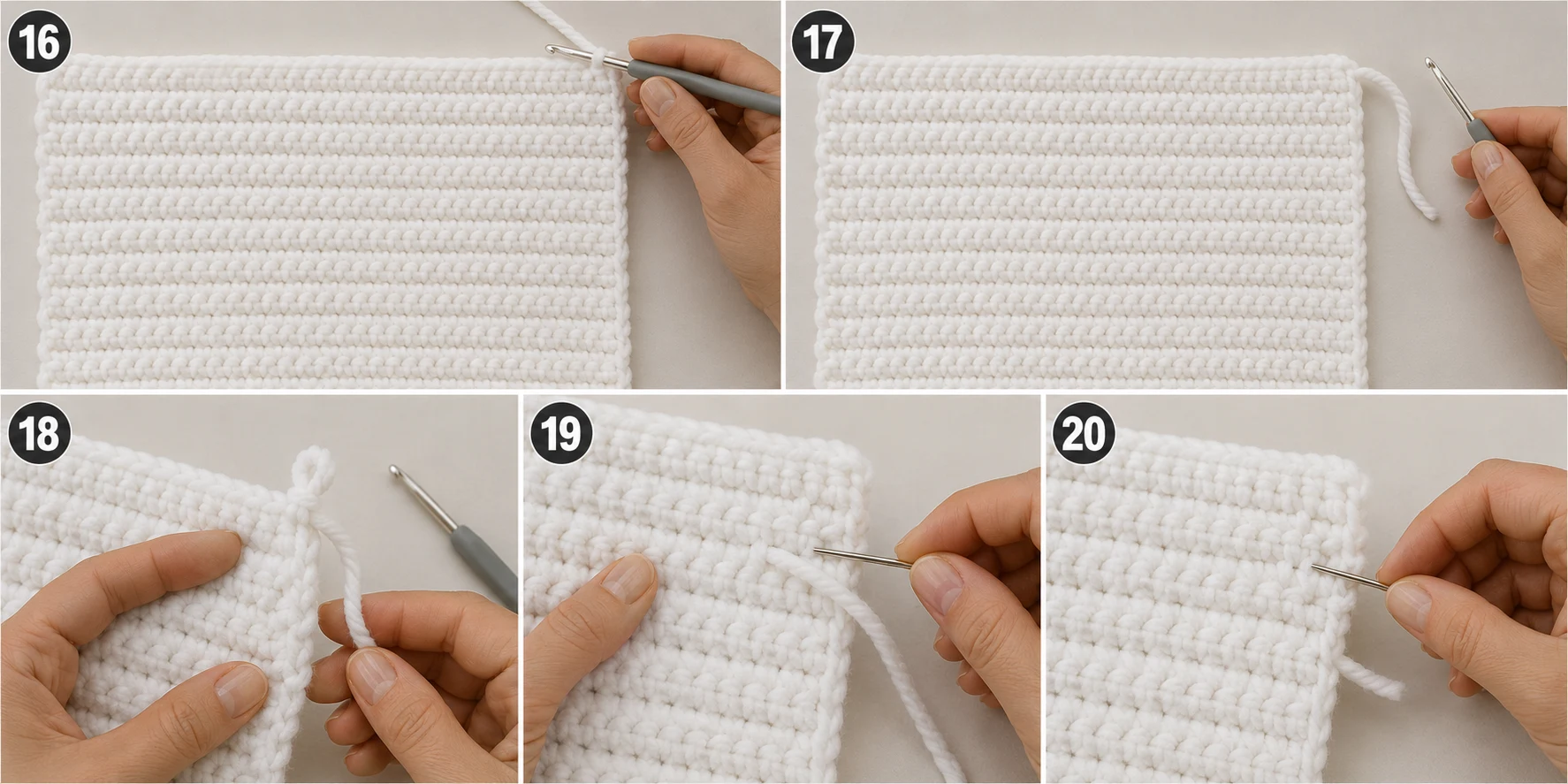 Steps 16–20 — chunky baby blanket crochet pattern