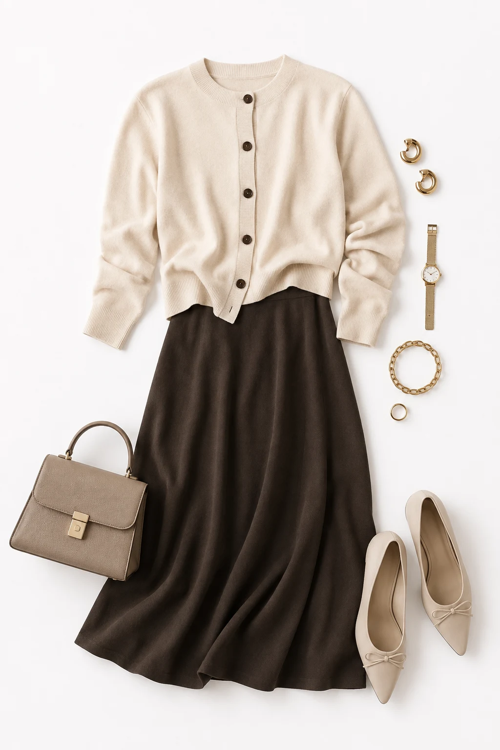 The Cardigan and Midi Skirt: Fine Knit + Fluid Wool — classic basic outfits for women style outfit