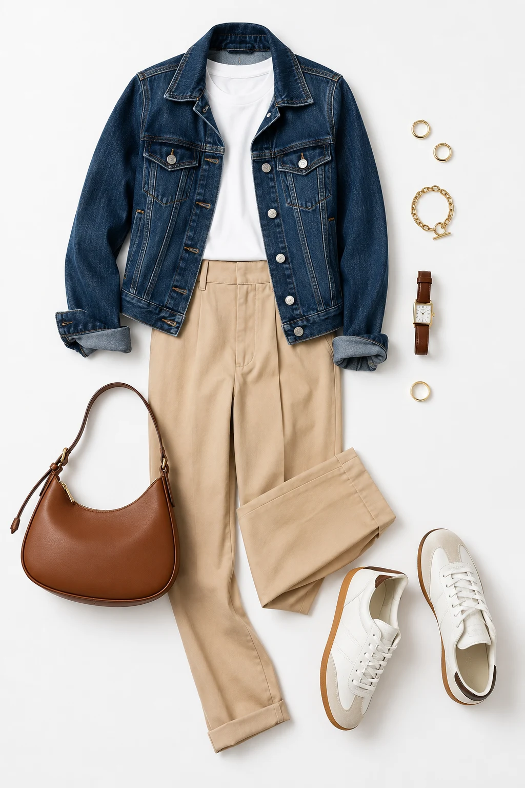 The Denim Jacket and Chinos: Cotton Twill + Indigo Denim — classic basic outfits for women style outfit