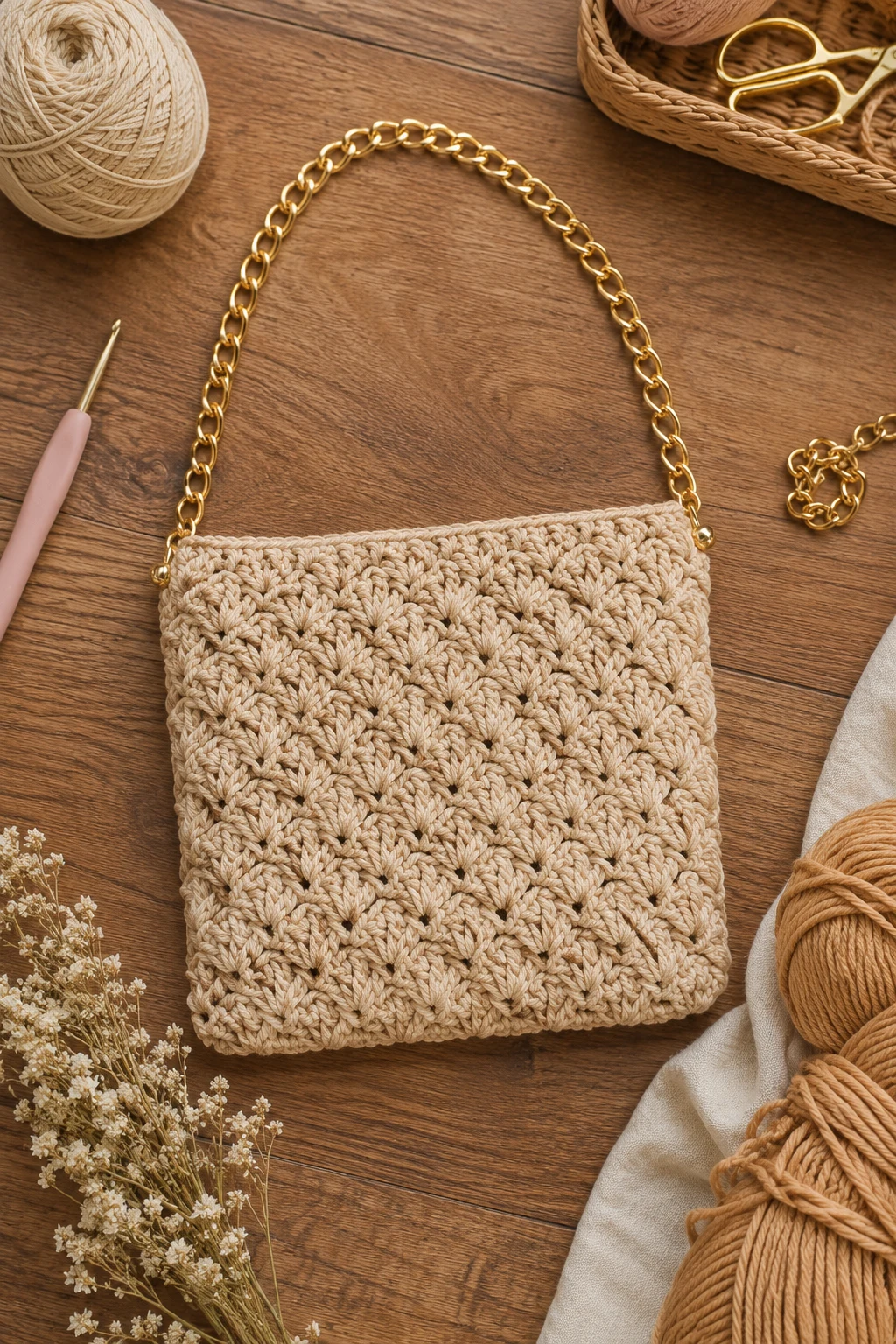 Crochet Chain-Handle Mini Clutch — Clutch bag crochet style outfit
