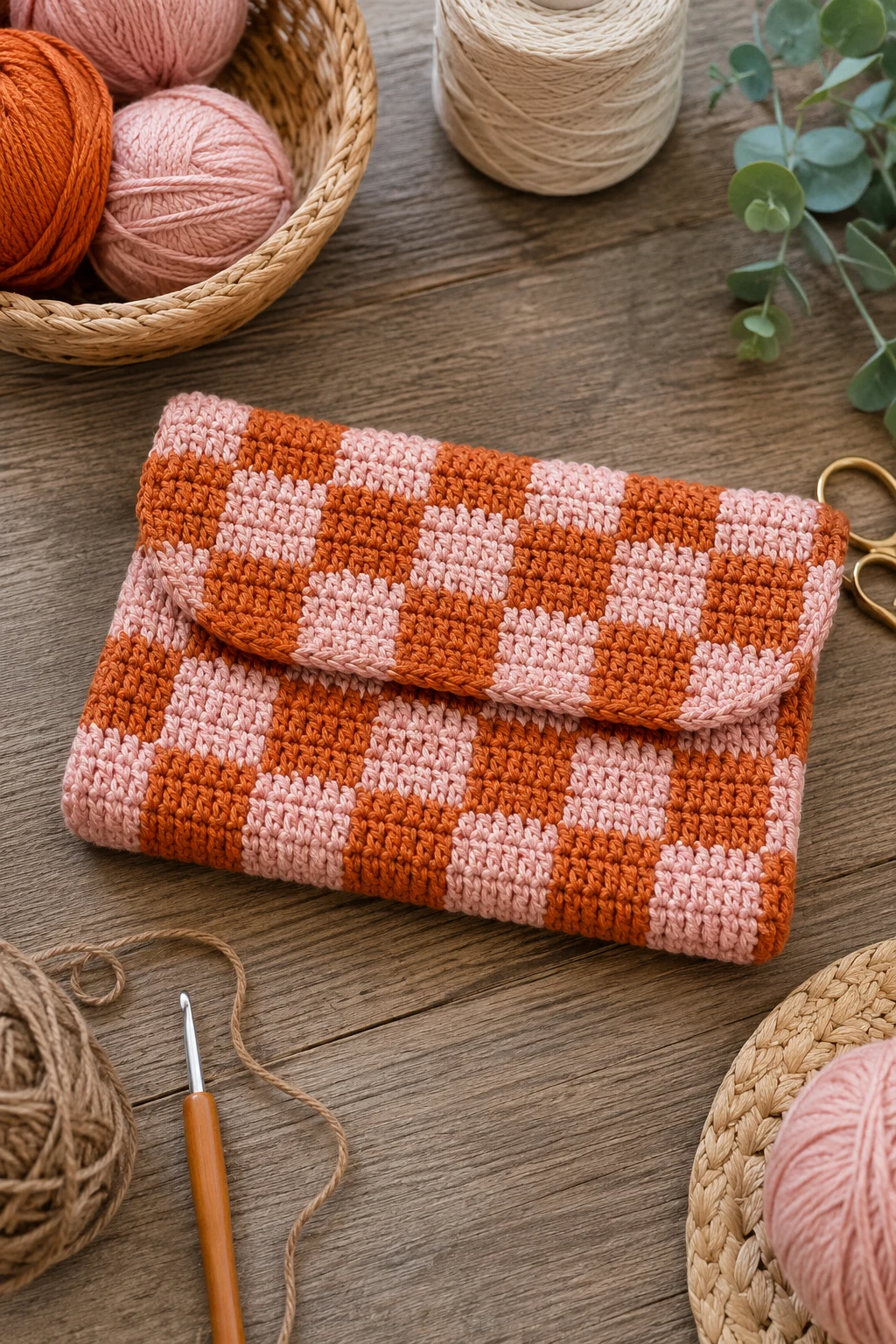Retro Checkerboard Clutch — Clutch bag crochet style outfit