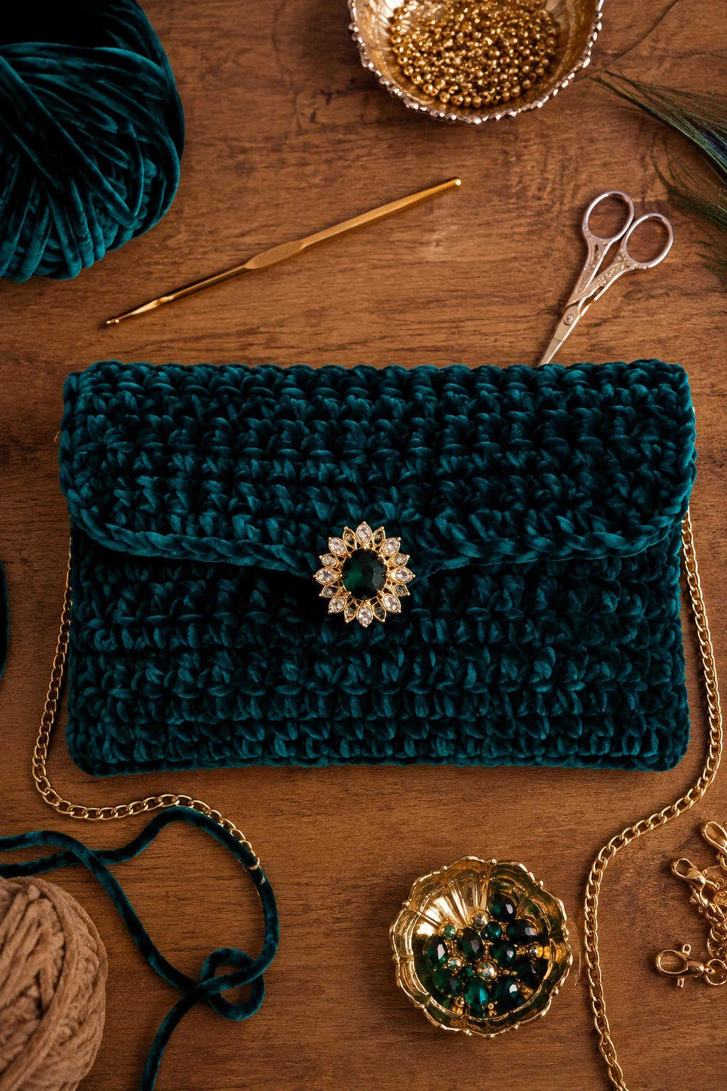 Velvet Jewel-Tone Clutch — Clutch bag crochet style outfit