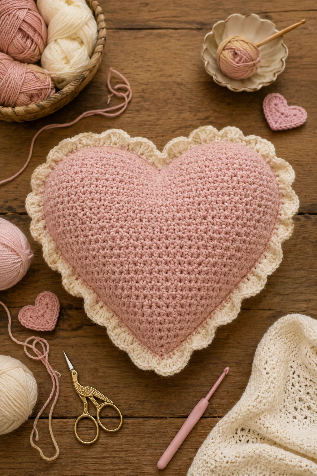 Crochet Heart Pillow — coquette crochet ideas style outfit