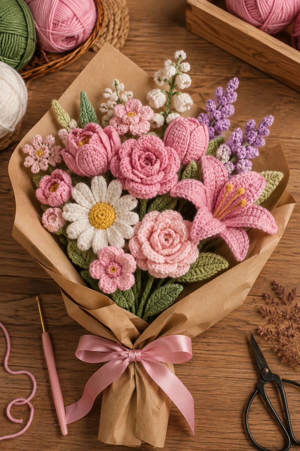Crochet Flower Bouquet — coquette crochet ideas style outfit