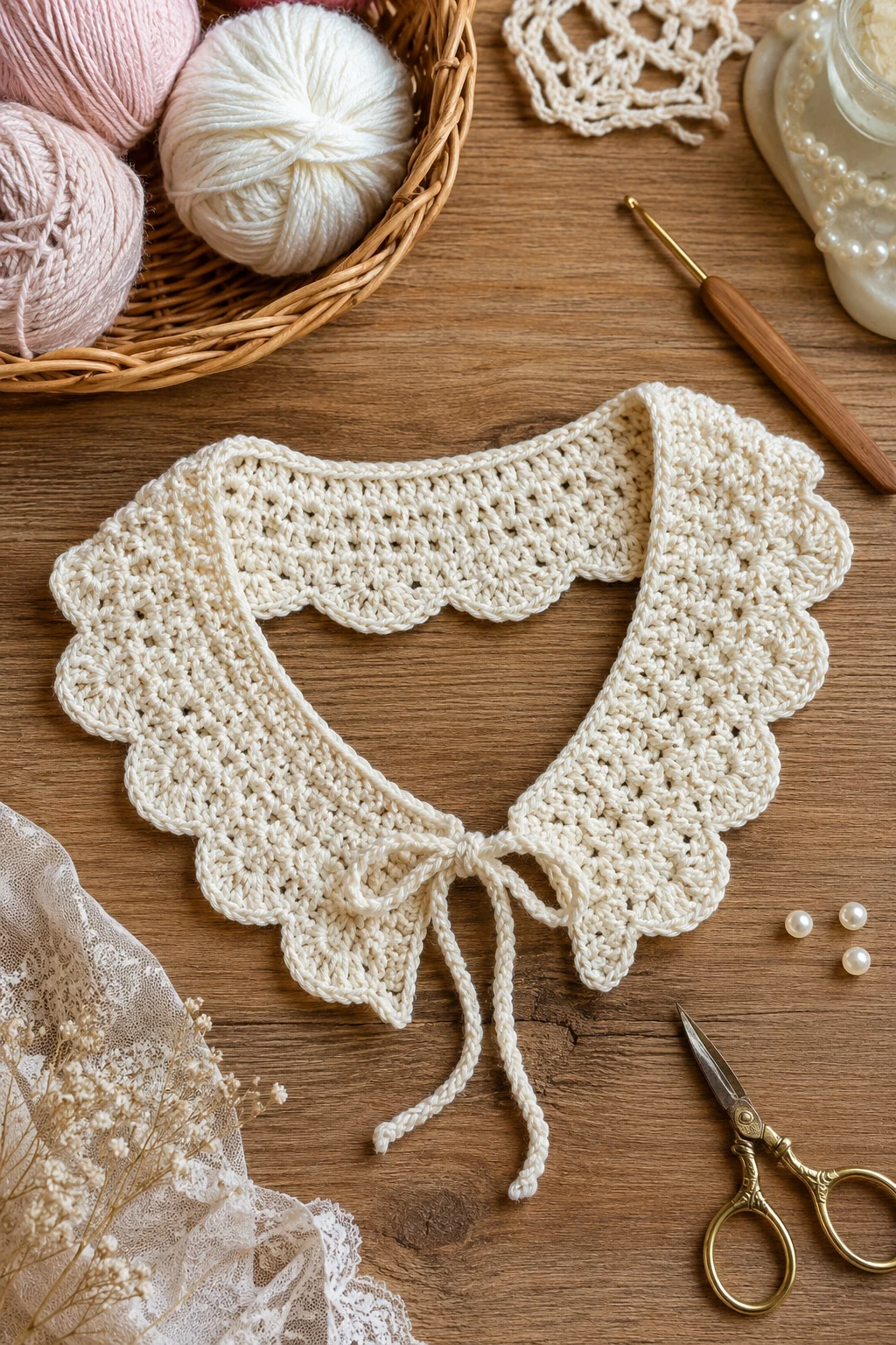 Scalloped Crochet Collar — coquette crochet ideas style outfit