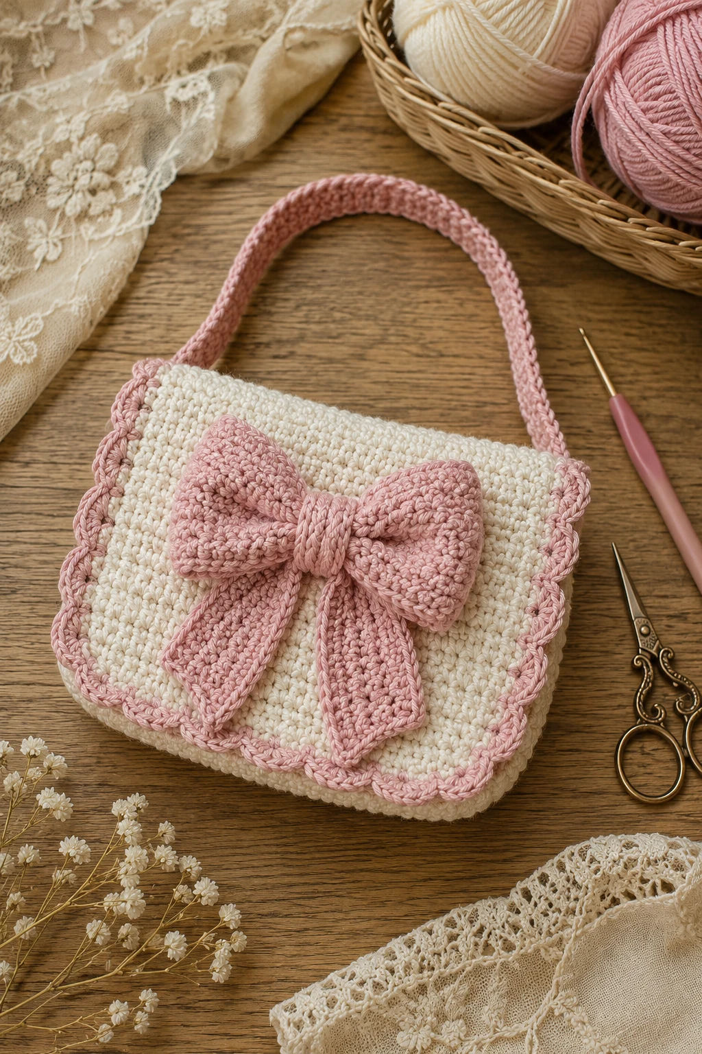 Mini Crochet Bow Bag — coquette crochet ideas style outfit