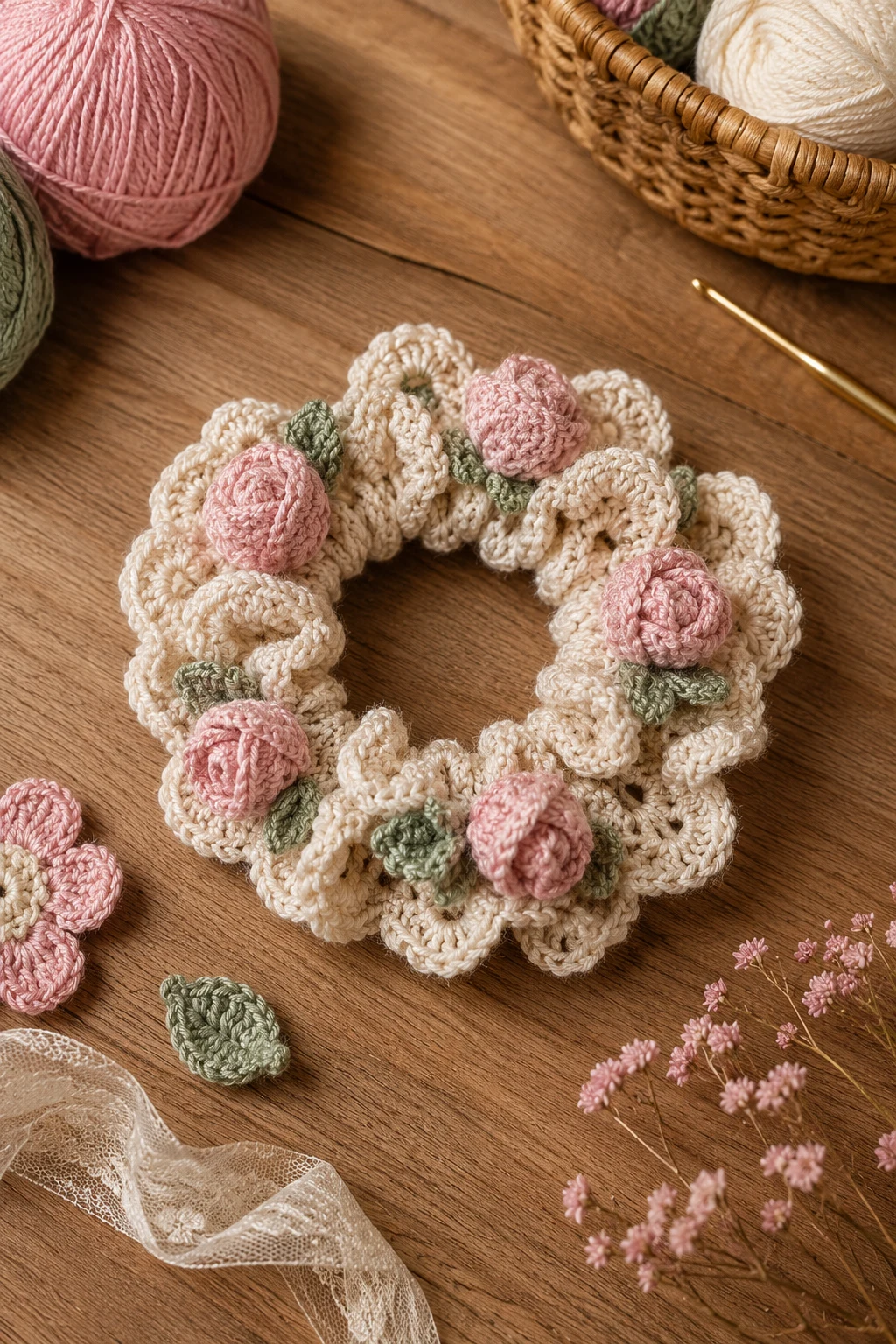 Coquette Crochet Flower Scrunchie — coquette crochet ideas style outfit